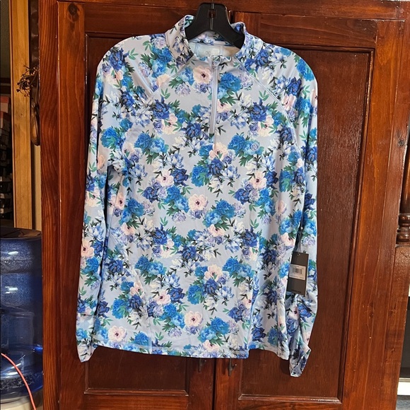 G/FORE | Tops | Womens Sz Large Gfore Digital Floral Ice Blue Golf ...